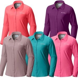 Columbia Pink Sun Protection Button-up Long Sleeve Shirt